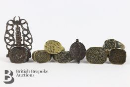 Six Antique Seal Rings and Two English Hand Seals