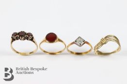 Four Vintage 9ct Gold Rings