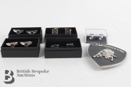 Lamborghini Sports Car & Mint Unused Plated and Enameled Cufflinks