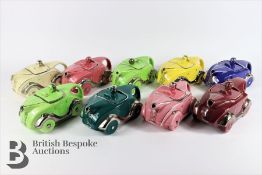 Nine Sadler Motor Racing Teapots