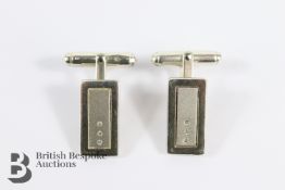 Gentleman's Silver and Diamond Set Cufflinks