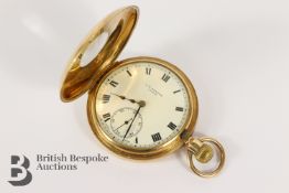 J.W Benson 9ct Gold Half Hunter Pocket Watch
