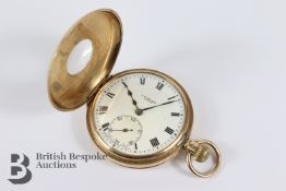 J W Benson 9ct Gold Half Hunter Pocket Watch