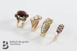 Four 9ct Gold Rings