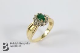 14ct Yellow Gold Columbian Emerald and Diamond Ring