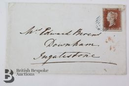 1850 Cover with 1d Red Cancelled in Blue