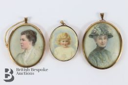 Three Early 20th Century Portrait Miniature