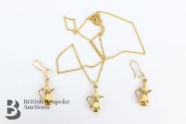 18+ct Gold Neck Chain, Pendant and Earrings