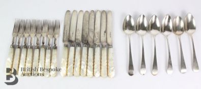 William IV Mother of Pearl and Silver Fruit Knives and Forks