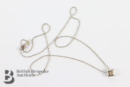 18ct White Gold Solitaire Diamond Pendant and Chain