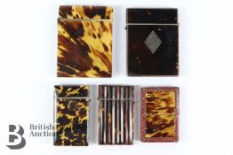Five Victorian Tortoiseshell Card Cases