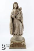 18th Century Wood Carved Madonna and Child