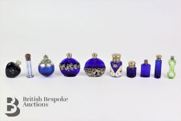 Nine Coloured Glass Scent Bottles