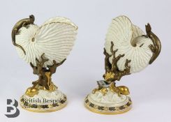 Pair of Royal Worcester 'Nautilus' Vases