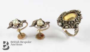 Silver Early Victorian Baroque Pearl Ring