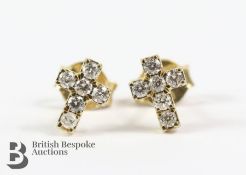 Pair of 9ct White Gold Diamond Earrings