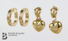 Two Pairs of 9ct Gold Earrings