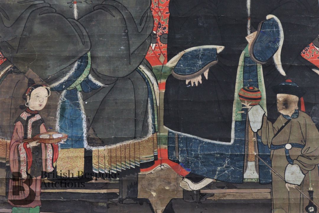 Mid-19th Century Chinese Portrait Ancestral Scroll Painting - Image 7 of 7