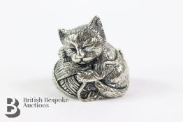 Sterling Silver Sleeping Cat Pin Cushion