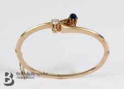 Russian 14ct Yellow Gold Diamond and Sapphire Bangle