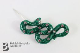 Silver Snake Brooch Pendant