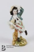 Engish 18th Century Porcelain 'Boy with Bagpipes' Figurine