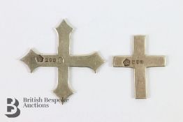 Two Silver Religious Cross Pendants