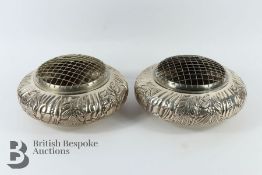Pair of White Metal Rose Bowls
