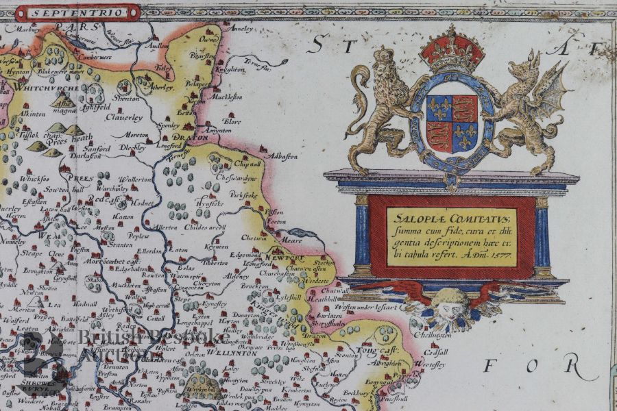 Christopher Saxton - Map of Shropshire - Image 2 of 6