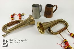 Two Military Brass Bugles