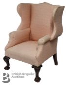 George II-Style Mahogany Wing Back Chair