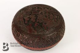 Chinese Cinnabar Circular Box and Cover