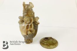 Chinese Carved Jade Perfume Bottle and Pendant