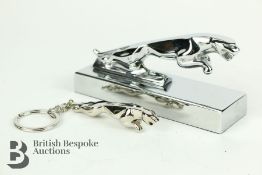 Jaguar Leaping Cat Mascot and Keyring