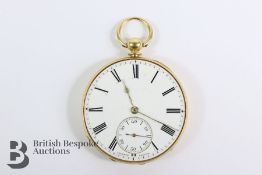18k Swiss Yellow Gold Open Faced Pocket Watch
