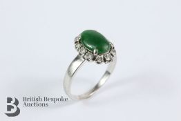 14ct White Gold Diamond and Jade Ring