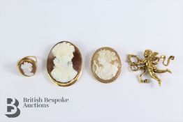 18ct Yellow Gold Shell Cameo Brooch
