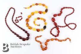 Amber Necklace and Three Faux Amber Necklaces