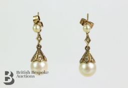 9ct Gold Cultured Pearl Drop Earrings