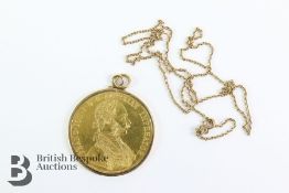 Austrian Four Ducat Coin Pendant
