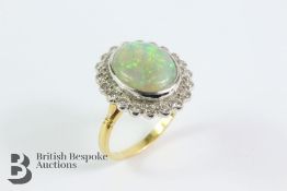 18ct Gold Opal and Diamond Cluster Ring