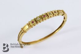 Edwardian 18ct Diamond and Ruby Bangle