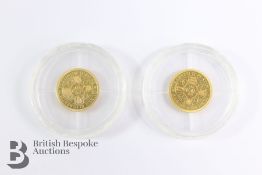 Two Elizabeth II 1/8th Sovereigns