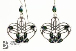Pair of Silver and Enamel Earrings