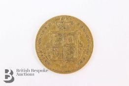 1859 Gold Shield Back Half Sovereign