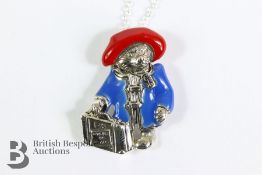Silver and Enamel Paddington Bear Pendant