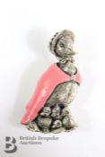Silver and Pink Enamel Brooch