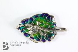 Silver Plique a Jour Lily Pad Pendant Brooch