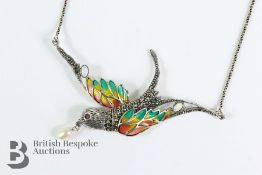 Silver Plique-a- Jour Pendant