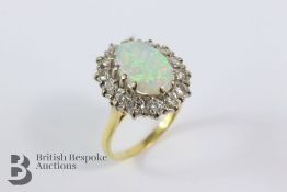 18ct Yellow Gold Opal and Diamond Ring